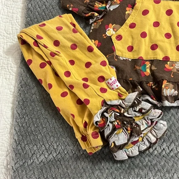 Ruffle Girl thanksgiving coordinated long sleeve hoodie & leggings, size 8 - Picture 3 of 3